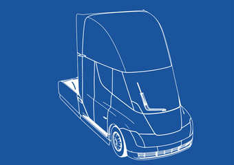 drawing modern truck on blue background vector