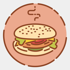 Hamburger icon. Burger, fast food sign. Trendy flat line design