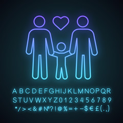 Gay family neon light icon