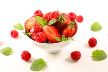 bowl of strawberry and raspberry