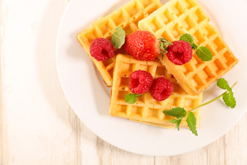 waffle with berries fruits