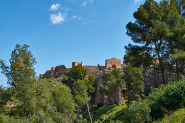 Fototapeta na wymiar Old medieval walls of the Castle of Sagunto