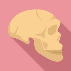 Stone age man skull icon. Flat illustration of stone age man skull vector icon for web design