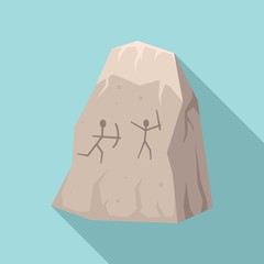 Stone age cave drawings icon. Flat illustration of stone age cave drawings vector icon for web design