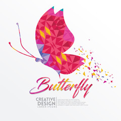 Butterfly Geometric paper craft style.