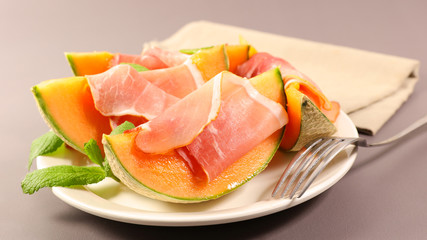 fresh melon and ham