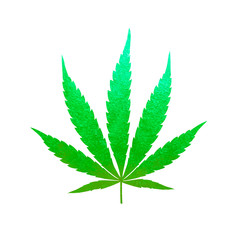 Green metallic cannabis leaf vector