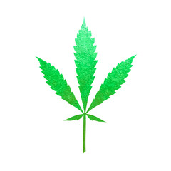 Green metallic cannabis leaf vector