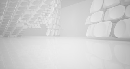 White smooth abstract architectural background. 3D illustration and rendering