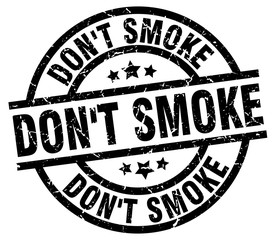 don't smoke round grunge black stamp