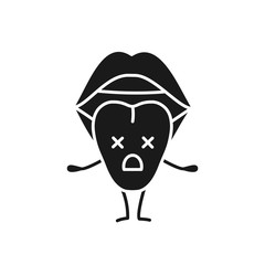 Sad tongue character glyph icon