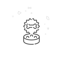 Dog Canned Goods Vector Line Icon, Symbol, Pictogram, Sign. Light Abstract Geometric Background. Editable Stroke