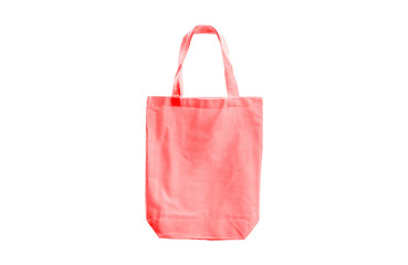 Pink cloth bag on a white background.