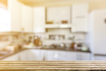 Wooden brown boards, close-up view