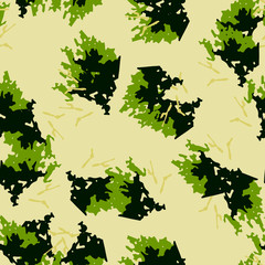 Field UFO camouflage of various shades of green and yellow colors