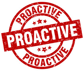 proactive round red grunge stamp