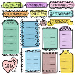 Naklejka premium Bullet journal hand drawn vector elements for notebook, diary and planner.