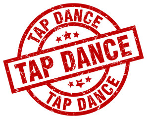 tap dance round red grunge stamp