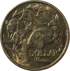 One dollar Australian copper coin kangaroo.