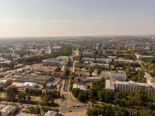 View of the city from the drone
