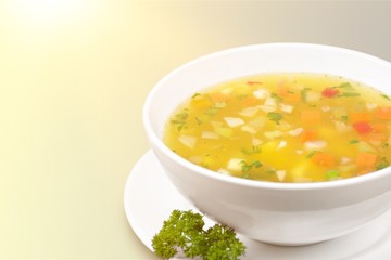 Vegetable soup isolated on a white background