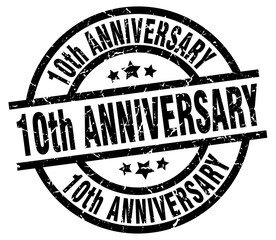10th anniversary round grunge black stamp