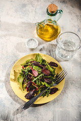 Fresh salad mix of baby spinach, arugula leaves and chard