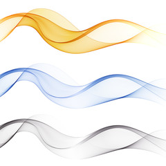 Set abstract color wave smoke transparent smooth vectorlines