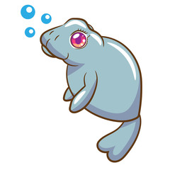 manatee vector cartoon