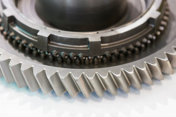 Metal spare parts for cars new shot close-up.