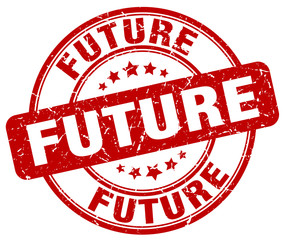 future red grunge round vintage rubber stamp