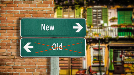 Fototapeta premium Street Sign New versus Old