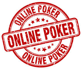 online poker red grunge round vintage rubber stamp