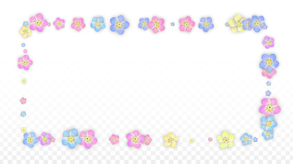 Vector Realistic Colorful Petals Falling on Transparent Background.  Spring Romantic Flowers Illustration. Flying Petals. Sakura Spa Design. Blossom Confetti. Design Elements for Wedding Decoration.