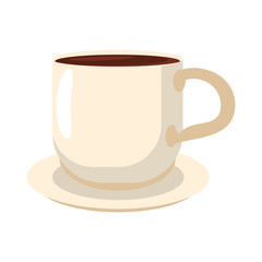 Coffee mug on dish cartoon