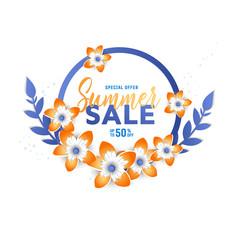 Summer sale background with flowers