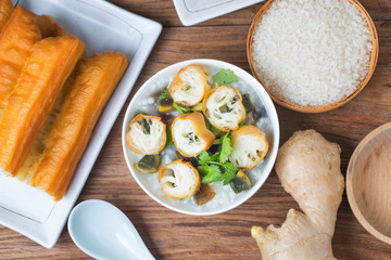 Rice preserved egg lean meat porridge，chinese rice porridge, chinese traditional healthy breakfast