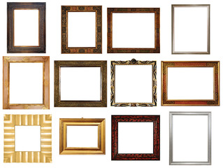 Set of vintage frames isolated on white background