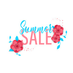 Summer sale background with flowers. Vector illustration