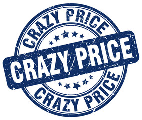 crazy price blue grunge stamp
