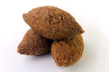 kibbeh traditional Lebanese cuisine food, isolated on white background