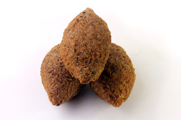kibbeh traditional Lebanese cuisine food, isolated on white background