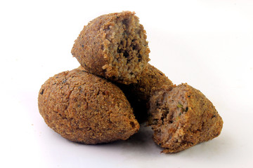 kibbeh traditional Lebanese cuisine food, isolated on white background