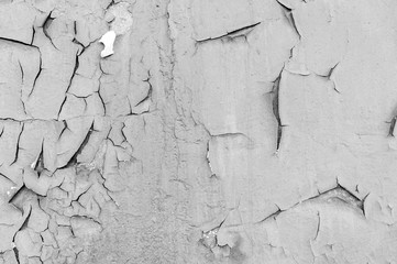 Weathered cracked paint background. Grunge black and white texture template for overlay artwork
