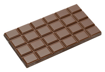 milk organic natural chocolate bar close-up top view with clipping path