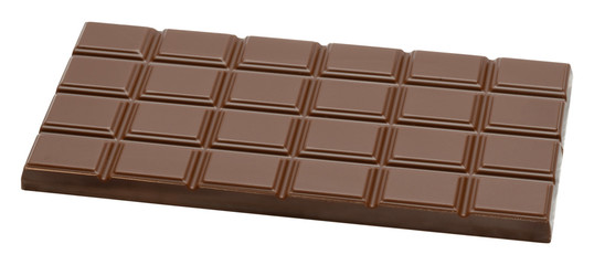 milk organic natural chocolate bar close-up top view with clipping path
