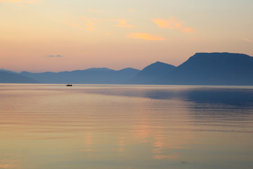 Fototapeta premium Before sunrise off the coast of the Meganisi island, Ionian sea, Greece.