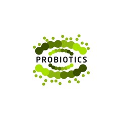Probiotics logo. Bacteria logo. Concept of healthy nutrition ingredient for therapeutic purposes. Simple flat style trend modern logotype graphic design isolated