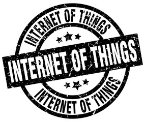 internet of things round grunge black stamp
