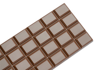 milk organic natural chocolate bar close-up top view with clipping path